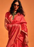 Pink Handloom Silk Woven Contemporary Saree - 1