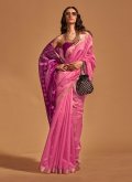 Pink Handloom Silk Woven Contemporary Saree - 1