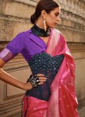 Pink Handloom Silk Woven Contemporary Saree for Ceremonial - 1