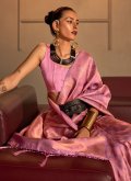Pink Handloom Silk Woven Designer Saree for Festival - 1