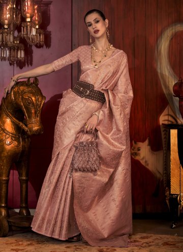 Pink Handloom Silk Woven Trendy Saree for Ceremoni