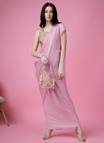 Pink Imported Embroidered Contemporary Saree