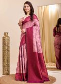 Pink Kanjivaram Silk Jacquard Work Classic Designer Saree - 2