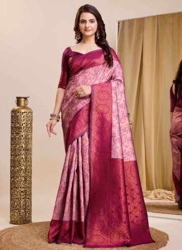 Pink Kanjivaram Silk Jacquard Work Classic Designer Saree
