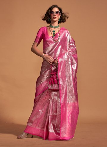 Pink Kanjivaram Silk Woven Classic Designer Saree 