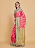 Pink Kanjivaram Silk Woven Designer Saree for Party - 2