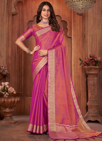Pink Khadi Woven Trendy Saree