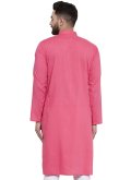 Pink Kurta in Blended Cotton with Plain Work - 1