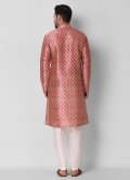 Pink Kurta Pyjama in Art Silk with Digital Print - 1