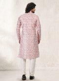 Pink Kurta Pyjama in Banarasi Jacquard with Fancy work - 2