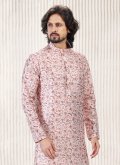 Pink Kurta Pyjama in Banarasi Jacquard with Fancy work - 3