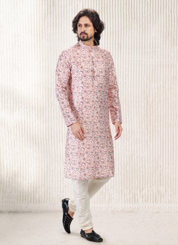 Pink Kurta Pyjama in Banarasi Jacquard with Fancy 