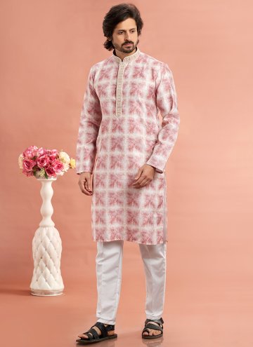 Pink Kurta Pyjama in Cotton  with Digital Print