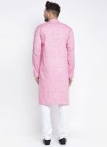 Pink Kurta Pyjama in Cotton  with Plain Work - 1