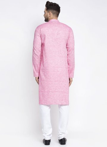 Pink Kurta Pyjama in Cotton  with Plain Work
