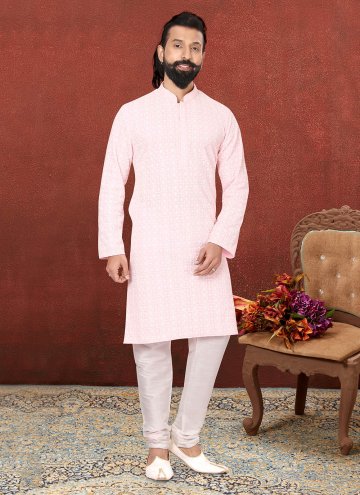 Pink Kurta Pyjama in Georgette with Embroidered
