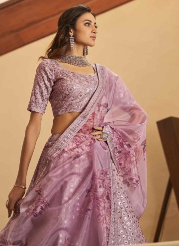Pink Lehenga Choli in Art Silk with Embroidered
