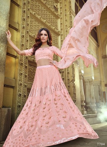 Pink Lehenga Choli in Faux Georgette with Sequins 