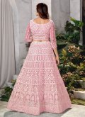 Pink Lehenga Choli in Net with Embroidered - 1