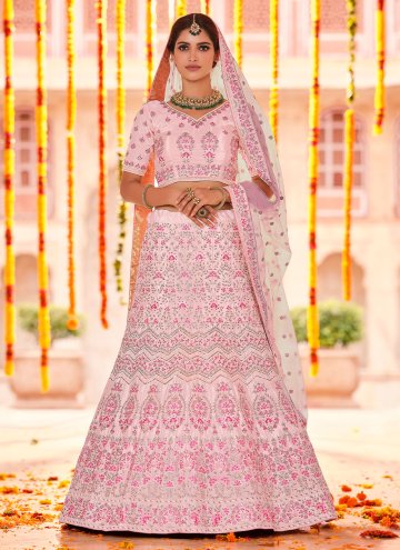 Pink Lehenga Choli in Pure Crepe with Sequins Work