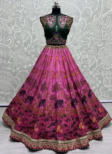 Pink Lehenga Choli in Pure Silk with Embroidered