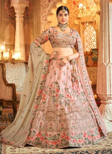 Pink Lehenga Choli in Silk with Embroidered