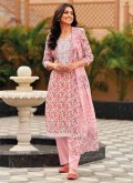 Pink Linen Embroidered Designer Salwar Kameez for Casual - 2
