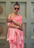 Pink Lucknowi Chikankari Work Trendy Saree - 1