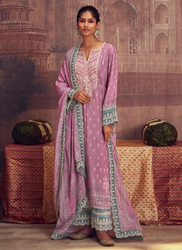 Pink Muslin Digital Print Trendy Salwar Suit for Ceremonial