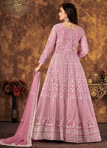 Pink Net Cord Salwar Suit