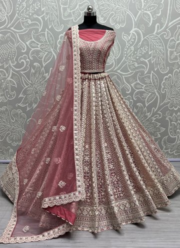 Pink Net Dori Work A Line Lehenga Choli for Bridal