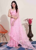 Pink Net Embroidered Casual Saree - 2