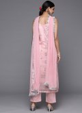 Pink Net Embroidered Trendy Straight Salwar Suit - 1