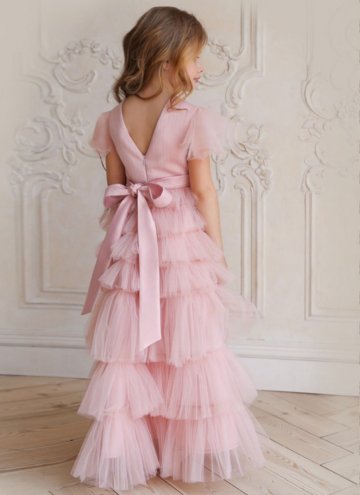 Pink Net Fancy work Designer Gown