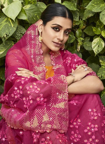Pink Organza Embroidered Contemporary Saree for Ceremonial