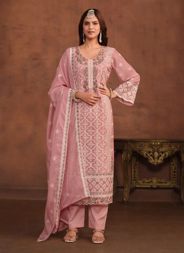 Pink Organza Embroidered Trendy Salwar Suit