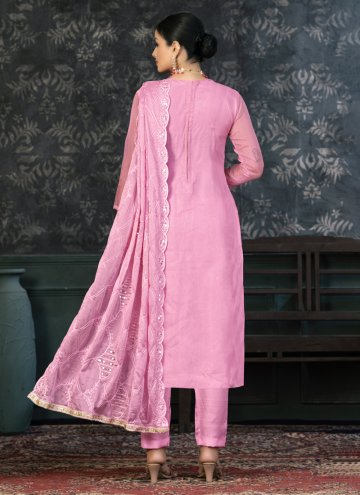 Pink Organza Embroidered Trendy Salwar Suit for Ceremonial