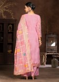 Pink Organza Hand Work Palazzo Suit for Ceremonial - 2