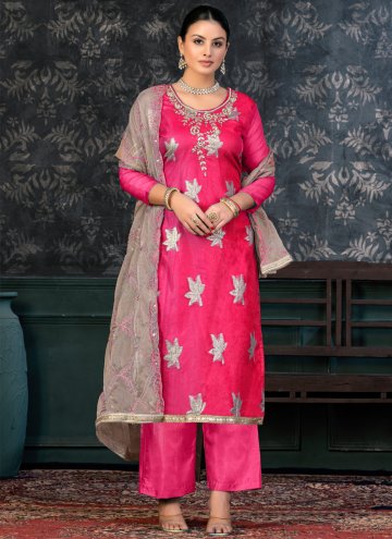 Pink Organza Hand Work Salwar Suit