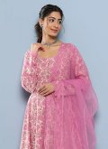Pink Palazzo Suit in Cotton  with Floral Print - 1