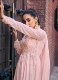Pink Palazzo Suit in Georgette with Embroidered - 3