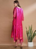 Pink Pant Style Suit in Cotton Silk with Jacquard Work - 1