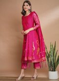 Pink Pant Style Suit in Cotton Silk with Jacquard Work - 2