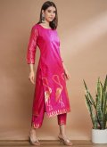 Pink Pant Style Suit in Cotton Silk with Jacquard Work - 3