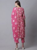 Pink Pant Style Suit in Cotton  with Embroidered - 1
