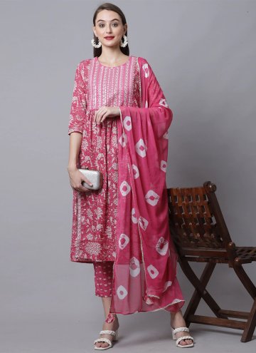 Pink Pant Style Suit in Cotton  with Embroidered