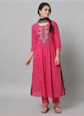 Pink Pant Style Suit in Cotton  with Embroidered - 3