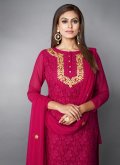 Pink Pant Style Suit in Georgette with Sequins Work - 2