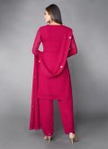 Pink Pant Style Suit in Georgette with Sequins Work - 3