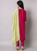 Pink Pant Style Suit in Silk Blend with Embroidered - 1